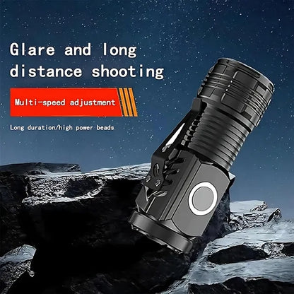 Three-Eyed Rechargeable LED Flashlight - Zoom & Magnetic