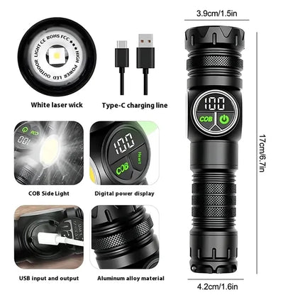 Adjustable Outdoor Aluminum Flashlight with Digital Display