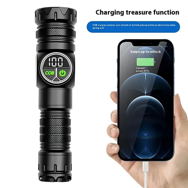 Adjustable Outdoor Aluminum Flashlight with Digital Display