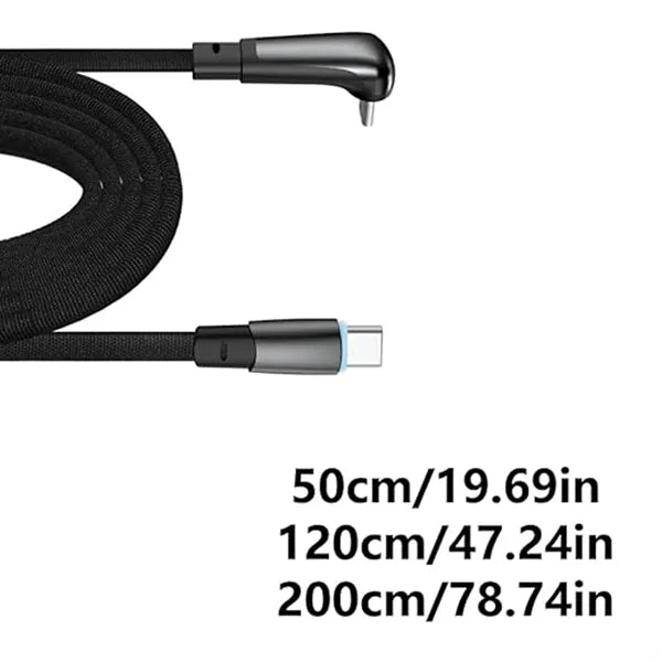 60W Vehicle Elbow Cable - Fast Charging & Data Transfer