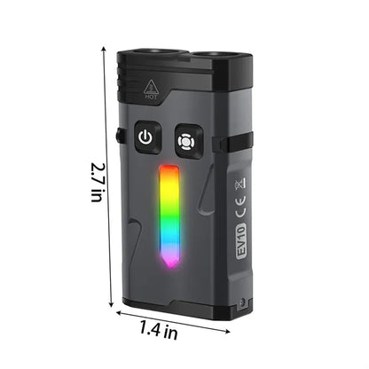 Mini USB Keychain Flashlight - High-Lumen Dual-Mode RGB