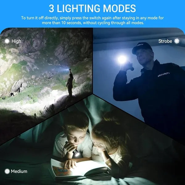 USB Rechargeable Aluminum Flashlight - 3 Modes & Safe