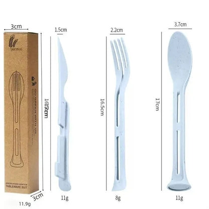 3-in-1 Portable Wheat Straw Cutlery Set