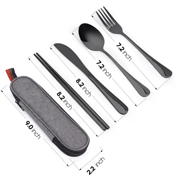 Travel Utensils Silverware Set with Case