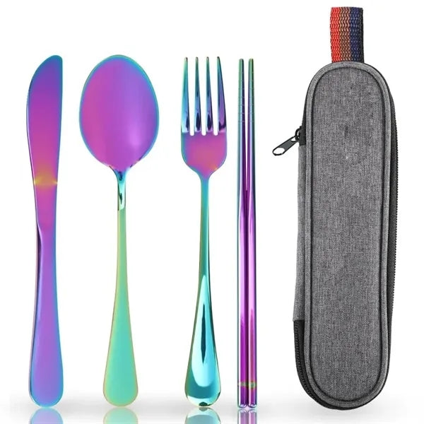 Travel Utensils Silverware Set with Case