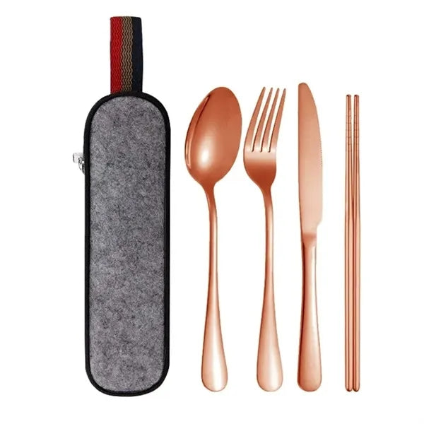 Travel Utensils Silverware Set with Case