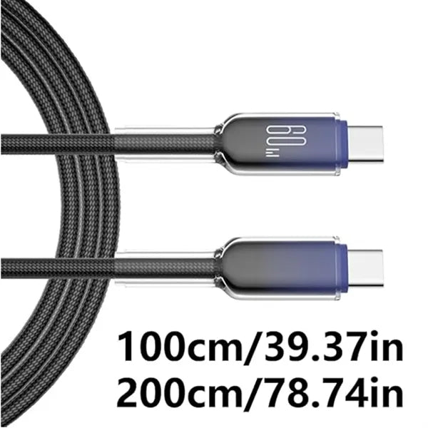 60W Fast Charging USB Type-C Cable - Ice Crystal Design