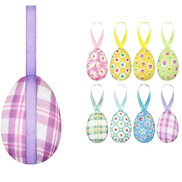 Fabric Wrapped Easter Eggs Hanging Ornaments
