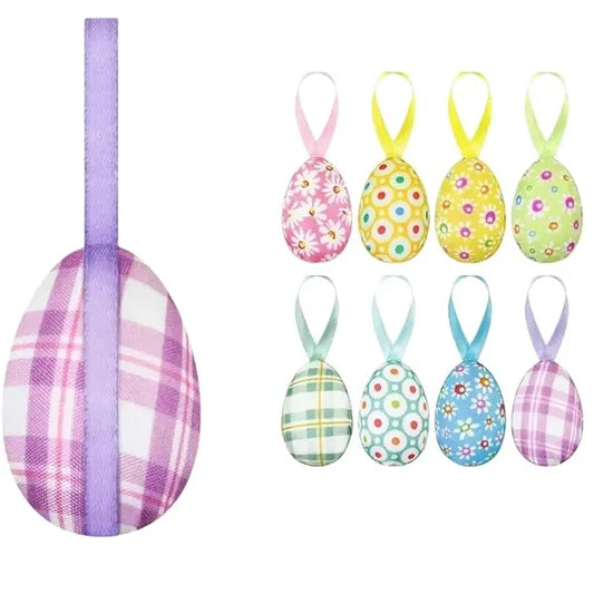 Fabric Wrapped Easter Eggs Hanging Ornaments