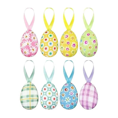 Fabric Wrapped Easter Eggs Hanging Ornaments