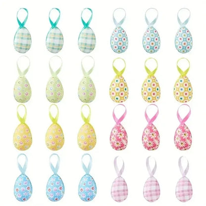 Fabric Wrapped Easter Eggs Hanging Ornaments