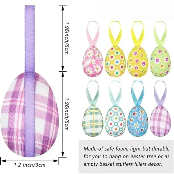 Fabric Wrapped Easter Eggs Hanging Ornaments