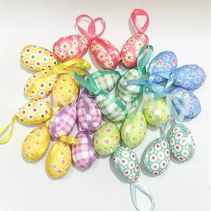 Fabric Wrapped Easter Eggs Hanging Ornaments