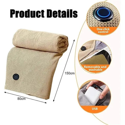 Portable Heated Blanket Shawl Wrap