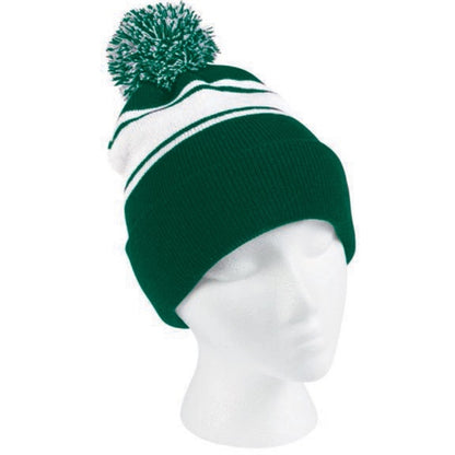 Two-Tone Knit Pom Beanie with Cuff