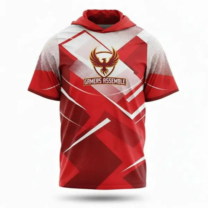 Sublimated Poly Spandex Short Sleeve Hooded T-Shirt