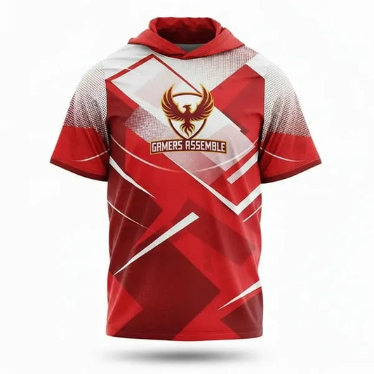 Sublimated Poly Spandex Short Sleeve Hooded T-Shirt