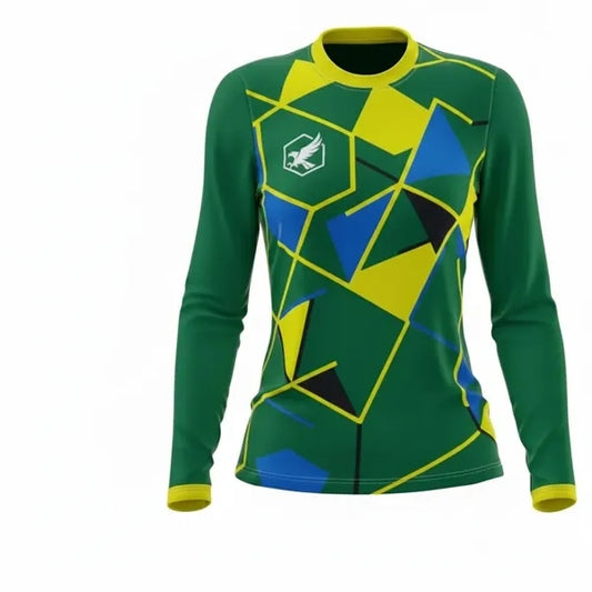 Women Long Sleeve Jacquard T Shirt Sublimated
