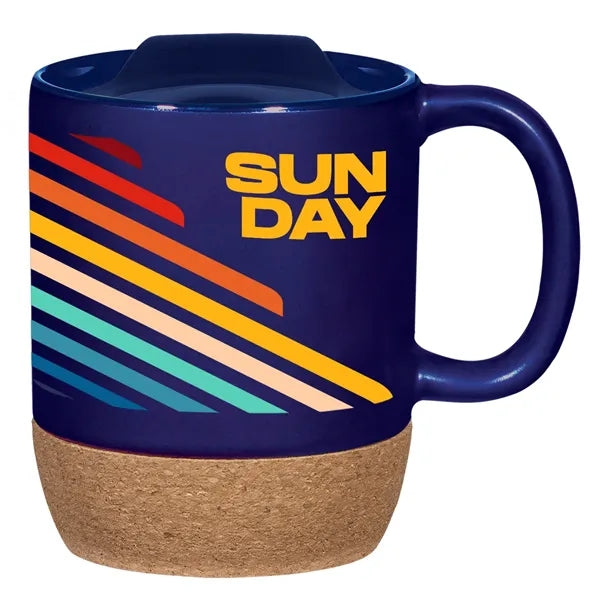 14 Oz. Full Color Cork Base Ceramic Mug