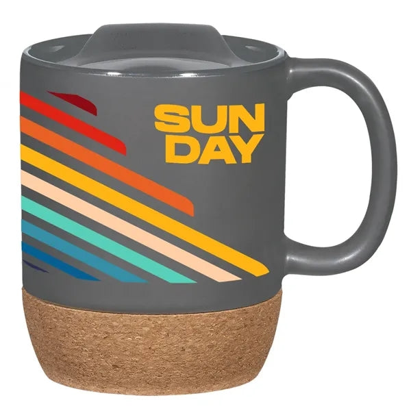 14 Oz. Full Color Cork Base Ceramic Mug