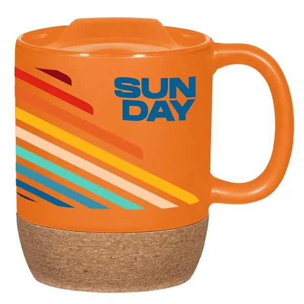 14 Oz. Full Color Cork Base Ceramic Mug