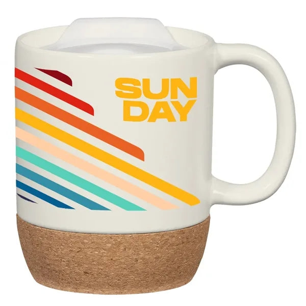 14 Oz. Full Color Cork Base Ceramic Mug
