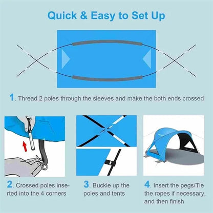 Dual Zipper Doors UV Protection Beach Tent