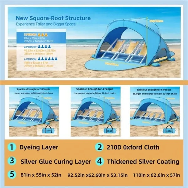 Dual Zipper Doors UV Protection Beach Tent