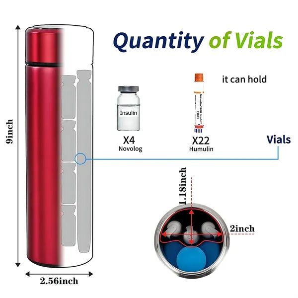 Portable Insulin Cooler Cup - Stainless Steel Travel Case