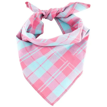 Plaid Polyester Dog Bandana — Large Bib Design for Pet