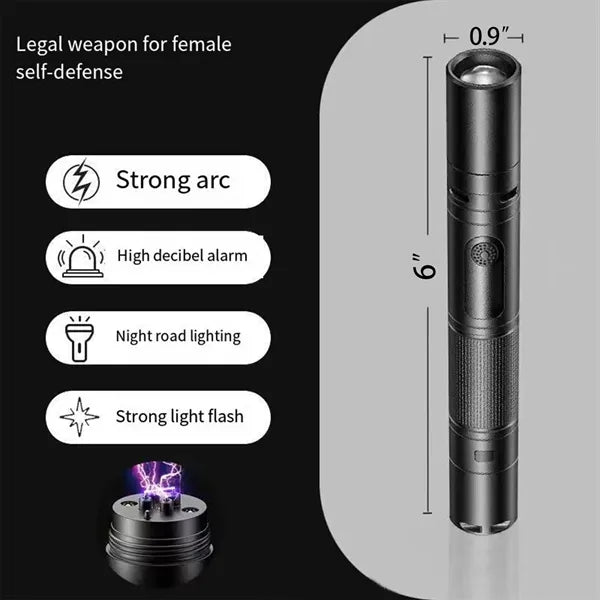 Rechargeable Tactical LED Flashlight w/ Arc Lighter & Alarm