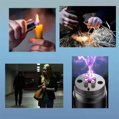 Rechargeable Tactical LED Flashlight w/ Arc Lighter & Alarm