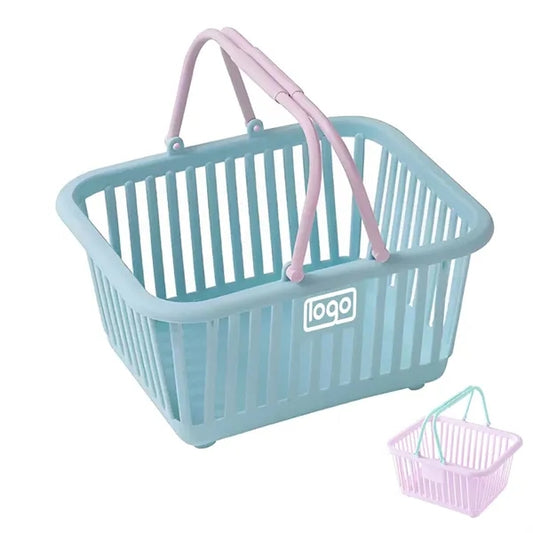 Mini Two Tone Plastic Storage Basket w/ Handles