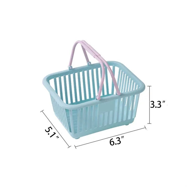 Mini Two Tone Plastic Storage Basket w/ Handles