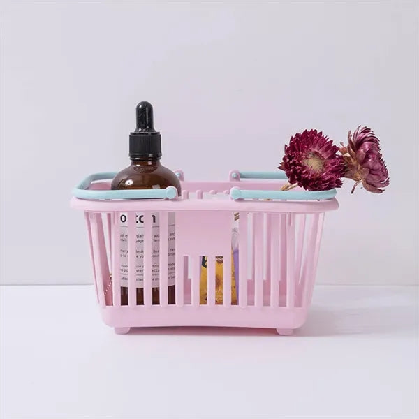 Mini Two Tone Plastic Storage Basket w/ Handles