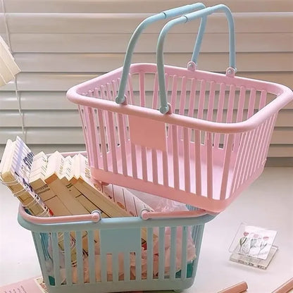 Mini Two Tone Plastic Storage Basket w/ Handles