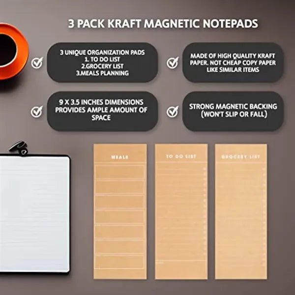 3 Pack Tear Off Magnetic Notepad Set