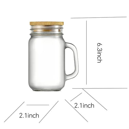 16oz BPA Free Clear Glass Jar w/ Straw