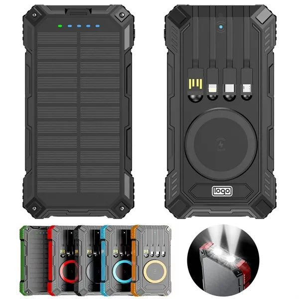 20000mAh Fast Charging Solar Power Bank w/ Cables