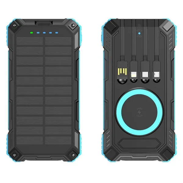 20000mAh Fast Charging Solar Power Bank w/ Cables