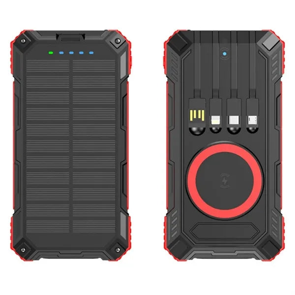 20000mAh Fast Charging Solar Power Bank w/ Cables