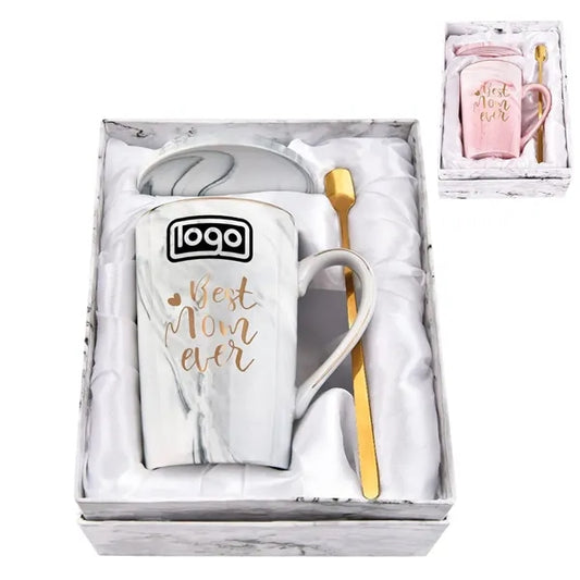 14oz Bone China Mug Set w/ Spoon