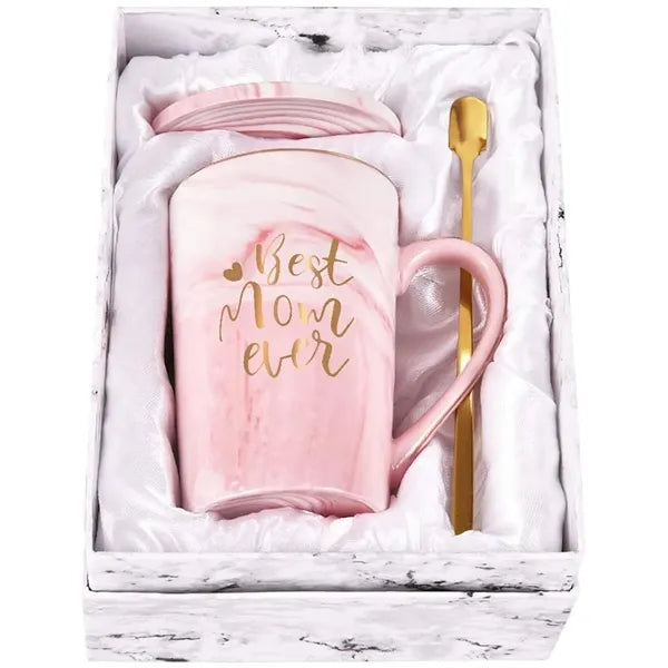 14oz Bone China Mug Set w/ Spoon
