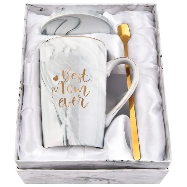 14oz Bone China Mug Set w/ Spoon