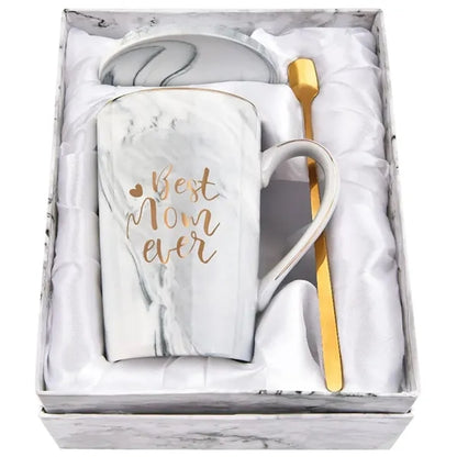 14oz Bone China Mug Set w/ Spoon