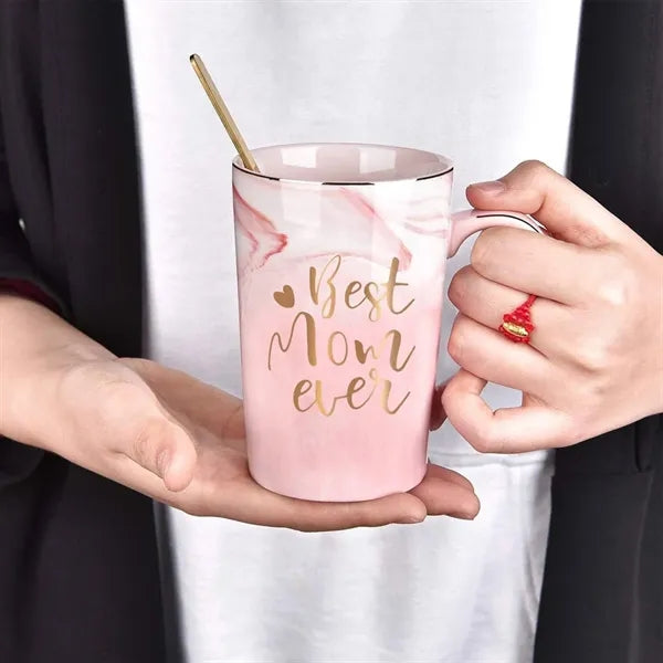 14oz Bone China Mug Set w/ Spoon