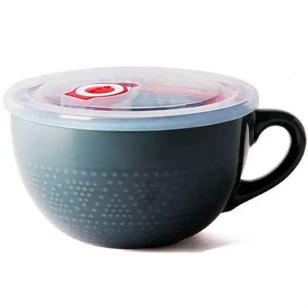 24oz Vintage Microwave Safe Ceramic Bowl w/Lid