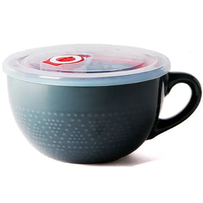24oz Vintage Microwave Safe Ceramic Bowl w/Lid