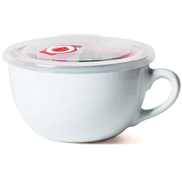 24oz Vintage Microwave Safe Ceramic Bowl w/Lid