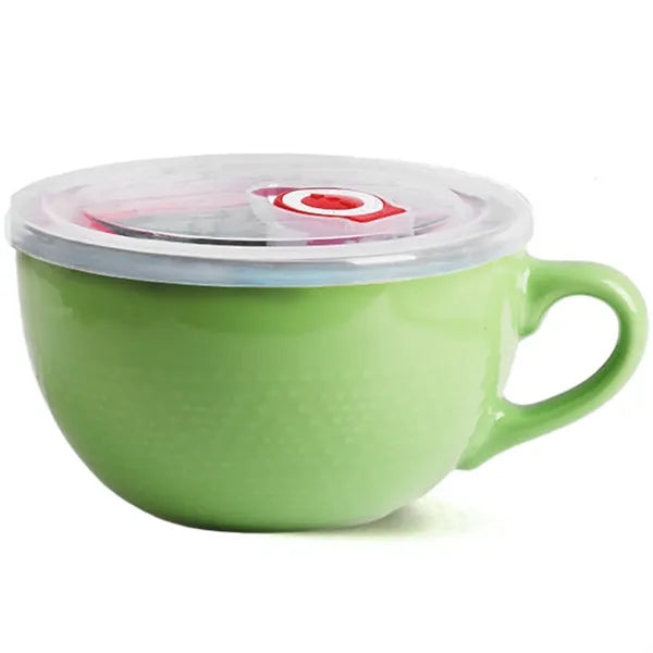 24oz Vintage Microwave Safe Ceramic Bowl w/Lid